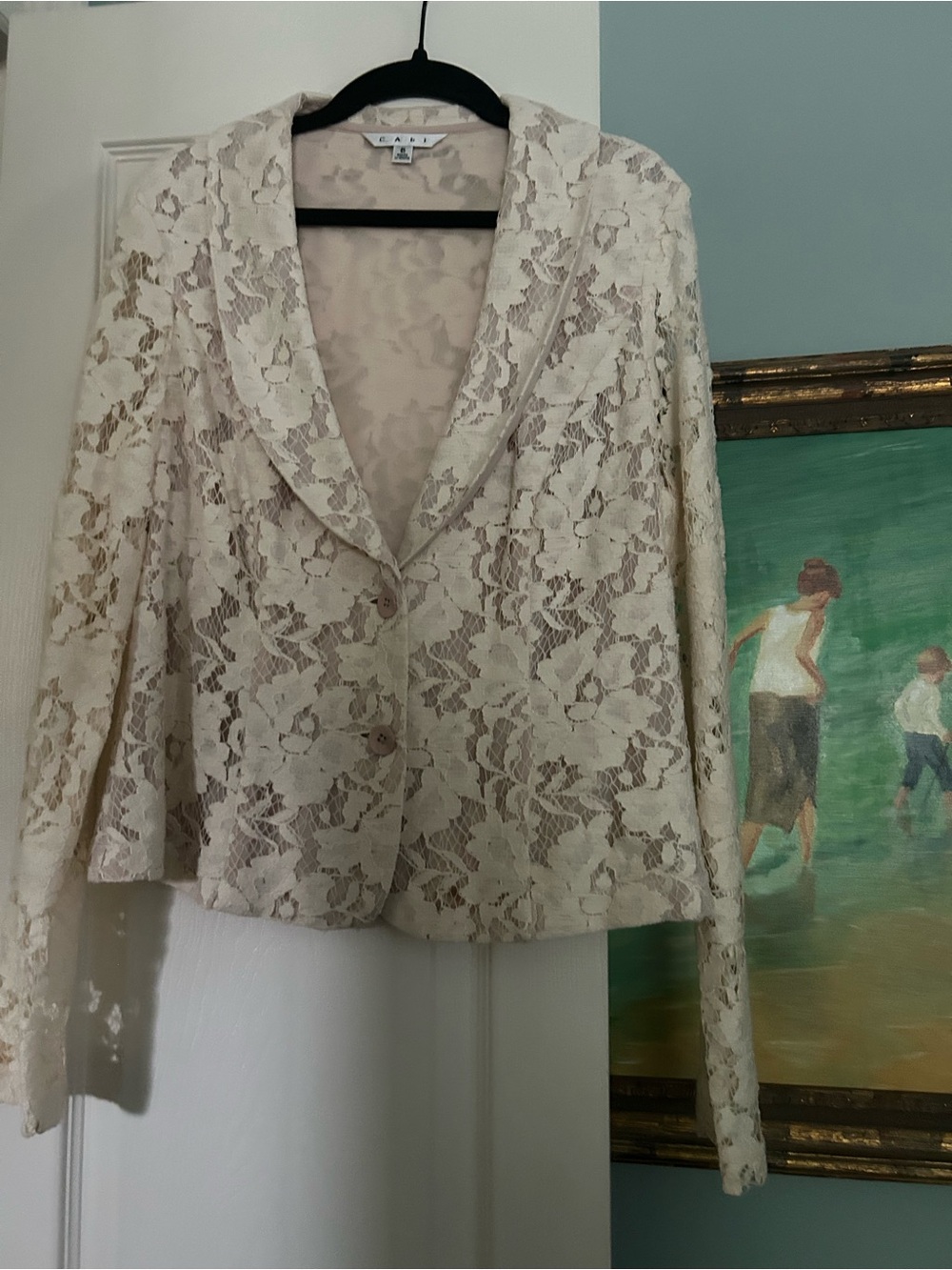 CAbi Cream Lace Blazer Jacket